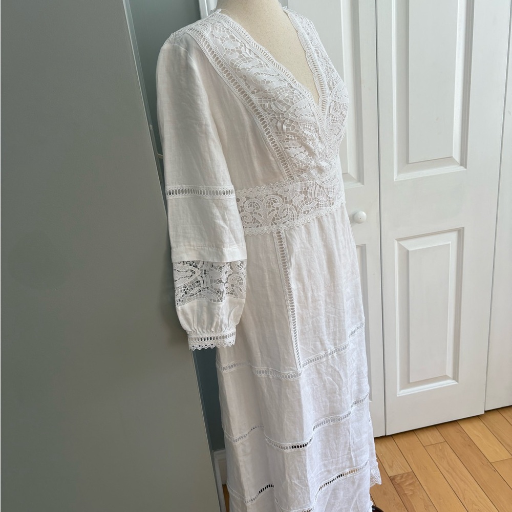 Soft Surroundings White Lace Long Sleeve Maxi Dress - Picture 5 of 14
